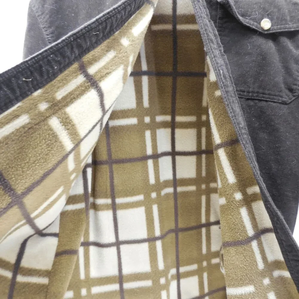 Levis Mens L Corduroy Jacket Sherpa Lined Plaid Shacket Chore Coat EUC - Picture 7 of 9